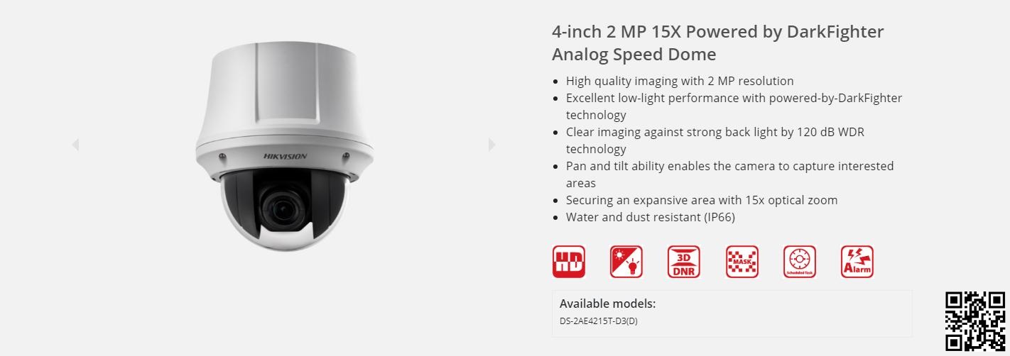 Camera Hikvision Ds 2ae4215t D3 Ptz 2mp Speed Dome Zoom Trong Nhà Hik